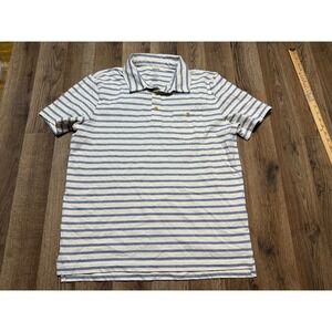 Sonoma Polo Shirt Mens L Blue White Striped Adult Short Sleeve Pocket Excellent